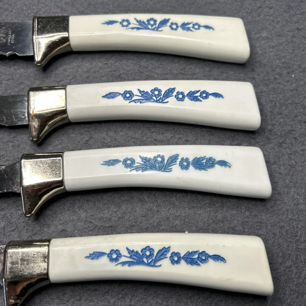 Vintage Lifetime Cutlery 4-Piece Knife Set Sheffield England Cornflower Pattern‎